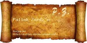 Pallek Zorán névjegykártya